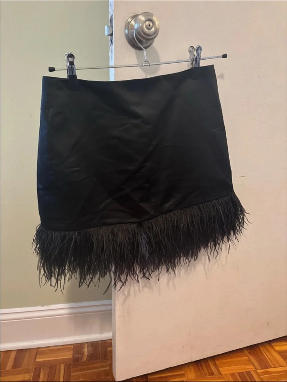J. Crew Black Feather Hem Mini Skirt